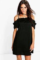 Boohoo Fi Ruched Strappy Off Shoulder Shift Dress