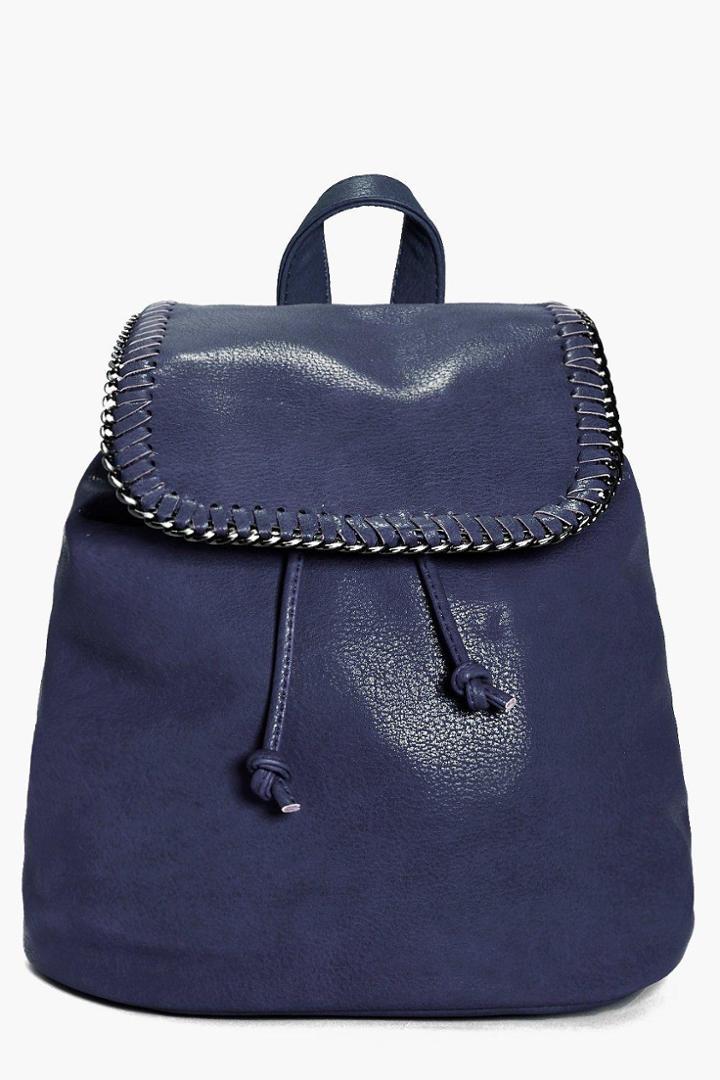 Boohoo Madeleine Chain Edge Backpack Navy