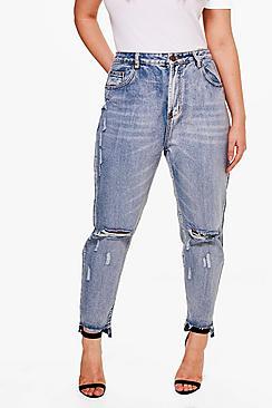 Boohoo Plus Alicia Ripped Light Wash Skinny Jean