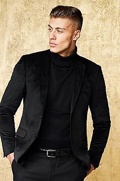 Boohoo Velour Skinny Fit Suit Jacket