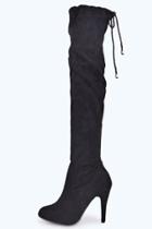 Boohoo Alice Stretch Over Knee Pointed Boot Black
