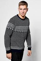 Boohoo Navy Fairisle Christmas Jumper