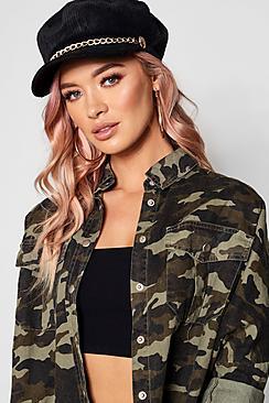 Boohoo Hannah Military Style Cord Bakerboy