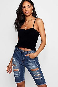 Boohoo Tall Shirred Crop Top