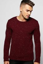 Boohoo Crew Neck Jumper In Nepped Yarn Wine