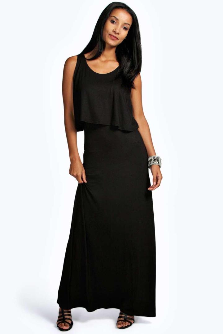 Boohoo Marie Double Layer Maxi Dress Black