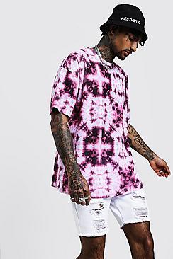 Boohoo Oversized Pink Tie Dye T-shirt