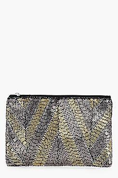 Boohoo Robyn Geo Beaded Clutch Bag
