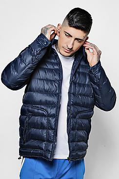 Boohoo Hooded Puffer Jacket With In-built Headphones