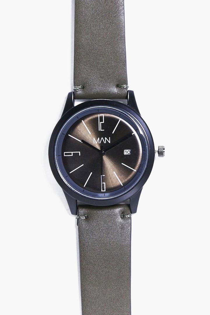 Boohoo Nylon Strap Man Watch With Date Window Khaki