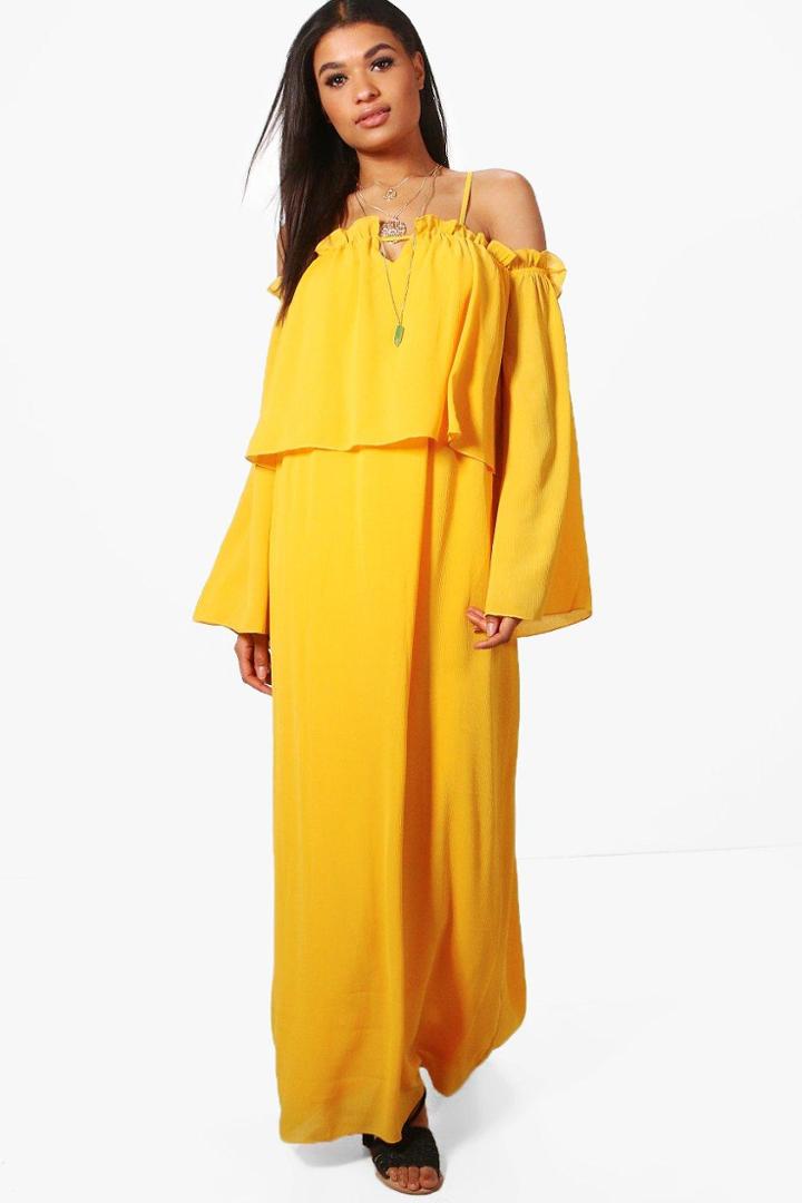 Boohoo Posey Angel Sleeve Maxi Dress Freesia