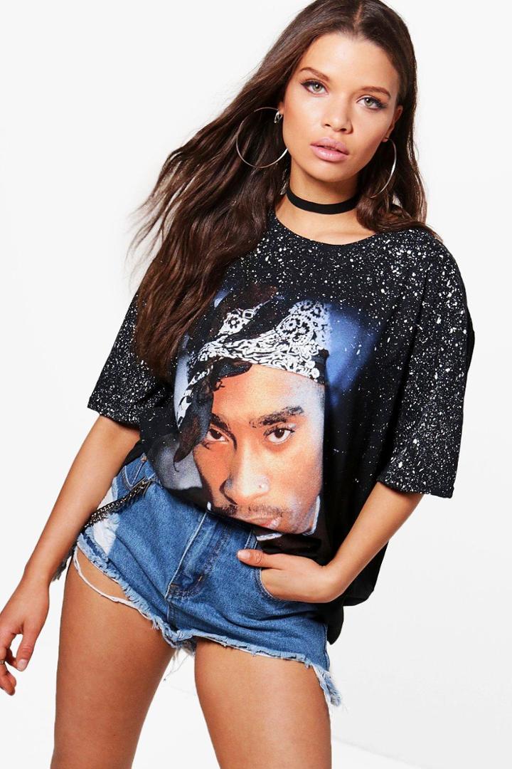 Boohoo Evie Splatter Print 2 Pac T-shirt Black