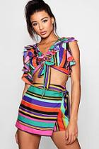 Boohoo Amie Tie Cold Shoulder Top And Skort Co-ord