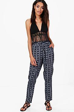 Boohoo Isabel Bohemian Stripe Printed Woven Joggers