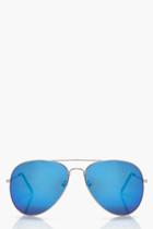 Boohoo Laila Light Blue Lens Aviator Sunglasses Blue
