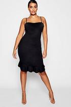 Boohoo Plus Square Neck Ruffle Hem Midi Dress