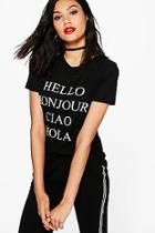 Boohoo Jessica Greeting Slogan Rib T-shirt