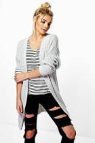 Boohoo Martha Boucle Knit Edge To Edge Cardigan
