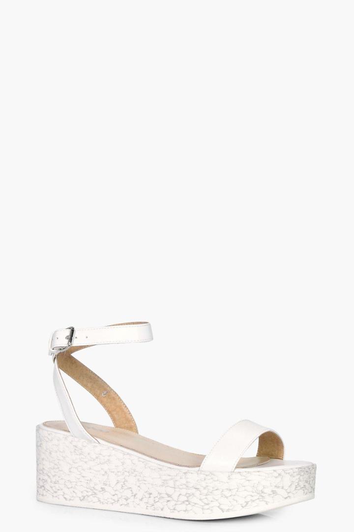 Boohoo Maddison Print Wedge Sandal White