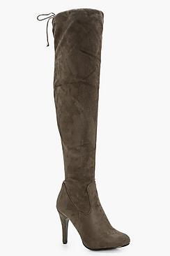 Boohoo Olivia Tie Back Over The Knee Boot