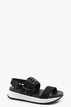 Boohoo Anna Gem Detail Sports Sandals