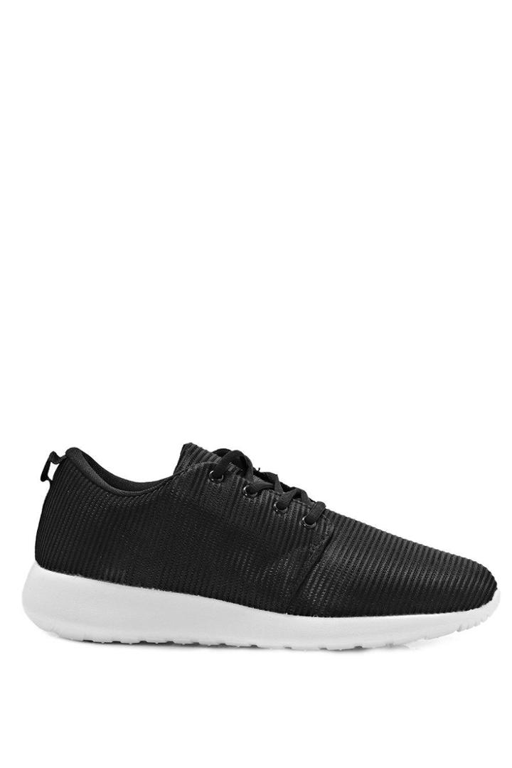 Boohoo Striped Texture Running Trainers Black