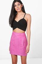 Boohoo Ilia Colour Pop Suedette A Line Mini Skirt