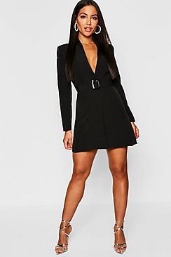 Boohoo Belted Pocket Detail Blazer Dress