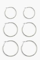 Boohoo Silver Mixed Size Hoop Pack