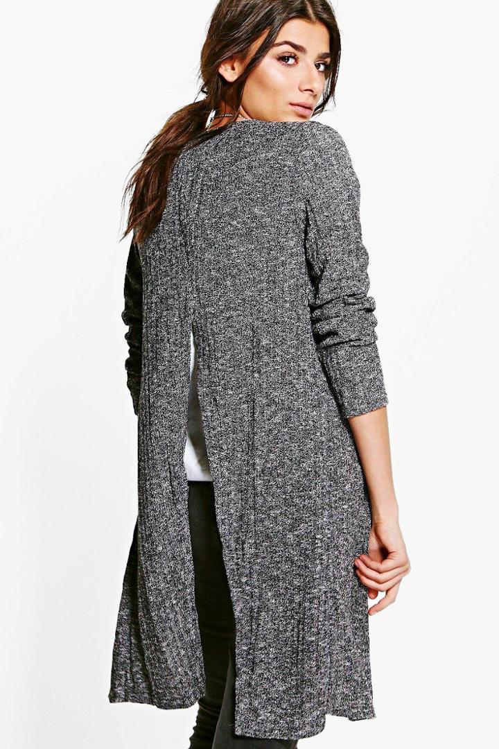 Boohoo Grace Split Back Cardigan Grey