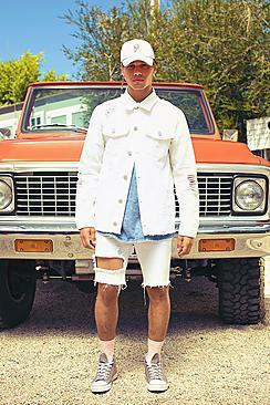 Boohoo Heavily Distressed White Denim Jacket