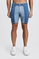 Boohoo Slim Fit Contrast Panel Denim Shorts