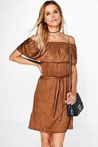Boohoo Karrueche Off The Shoulder Tie Dress