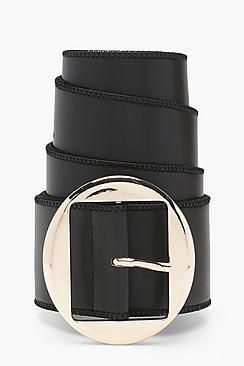 Boohoo Holly Round Buckle Wide Waist Belt