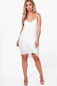 Boohoo Plus Lauren Wrap Front Strappy Midi Dress