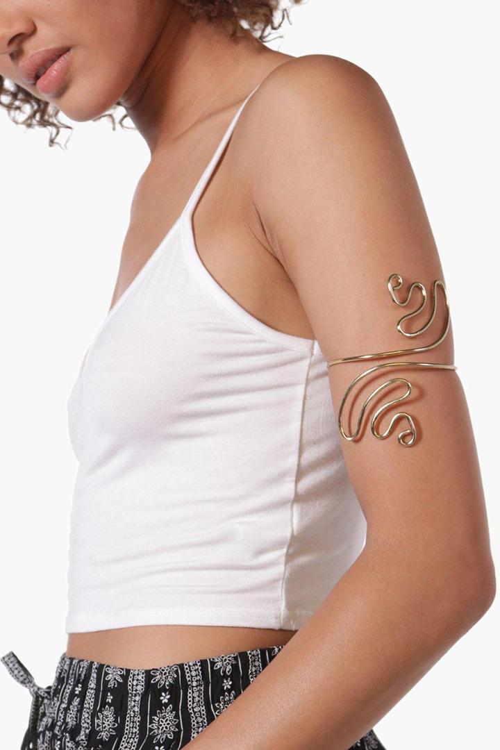 Boohoo Macey Swirl Detail Upper Arm Cuff Gold