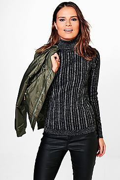 Boohoo Scarlett Metallic Rib Knit Jumper