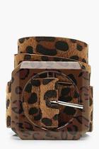 Boohoo Plus Leopard Contrast Buckle Belt