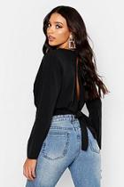 Boohoo Woven Tie Back Cropped Blouse