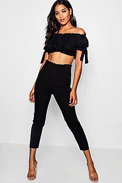 Boohoo Pleated Waist Slim Fit Woven Pants