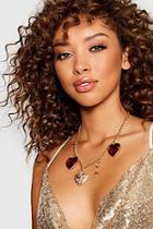 Boohoo Statement Heart Chain Necklace
