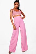 Boohoo High Waist Scuba Wide Leg Trouser