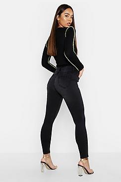 Boohoo Mid Rise Buttshaper Stretch Skinny Jeans