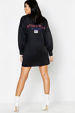 Boohoo Beverly Hills Front & Back Print Sweat Dress