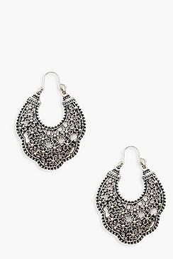 Boohoo Boho Flower Scallop Earrings