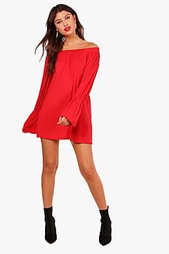 Boohoo Off The Shoulder Shift Dress