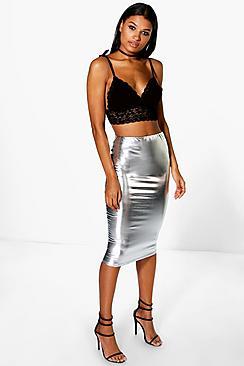 Boohoo Felipa Metallic Midi Skirt