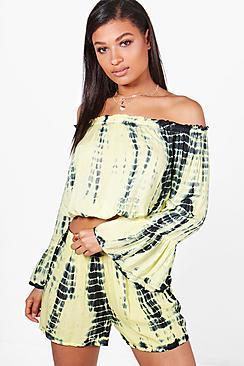 Boohoo Layla Tie Dye Bardot Beach Co-ord