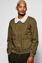 Boohoo Khaki Zip Through Flight Jacket