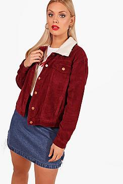 Boohoo Plus Lianne Cord Borg Jacket